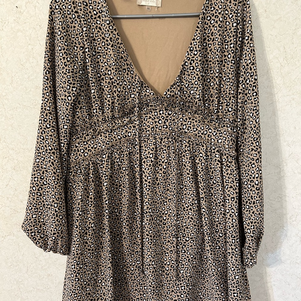 Alter’d State Boutique Cheetah Print Long Sleeve Dress Boho